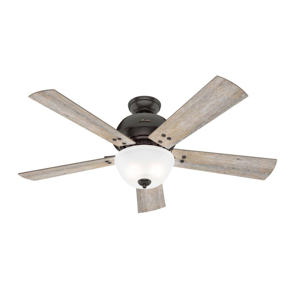 52" Bronze Reversible Blade Ceiling Fan with LED Light and Remote