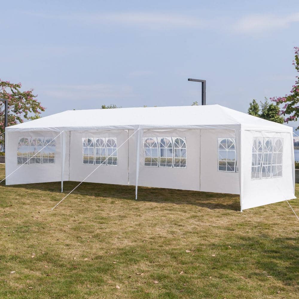 White 30' x 10' Outdoor Wedding Canopy Tent with 5 Sidewalls