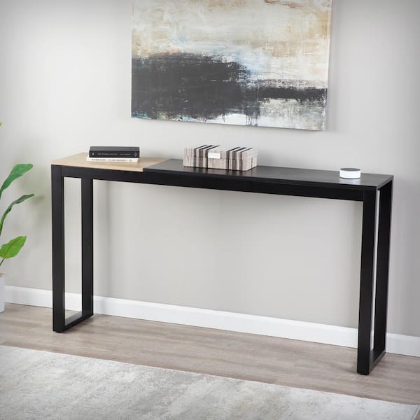 SEI FURNITURE Lydock Console 56 in. Black Standard Rectangle Wood Console Table