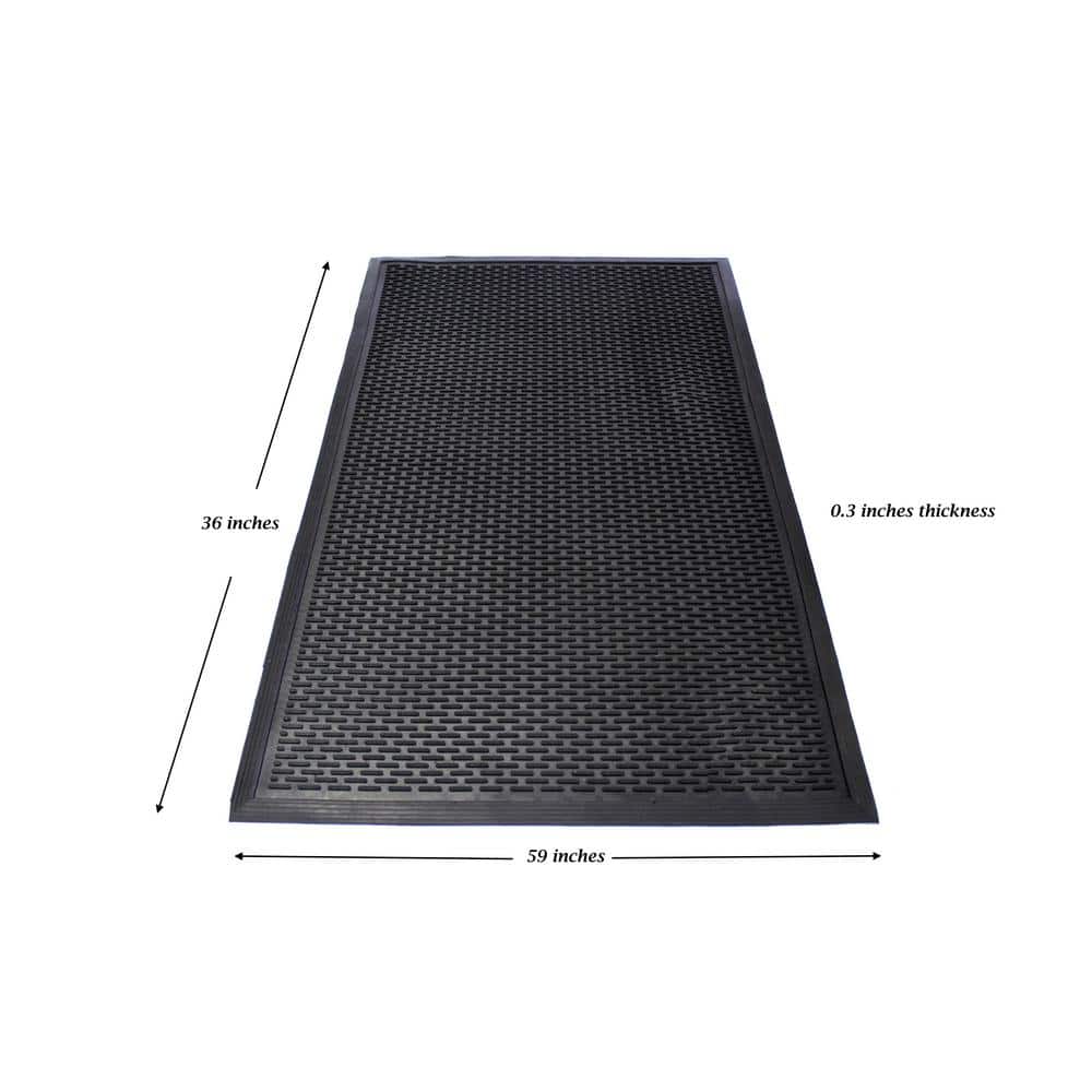 Envelor Black 3x5 Rubber Non-Slip Entrance Mat
