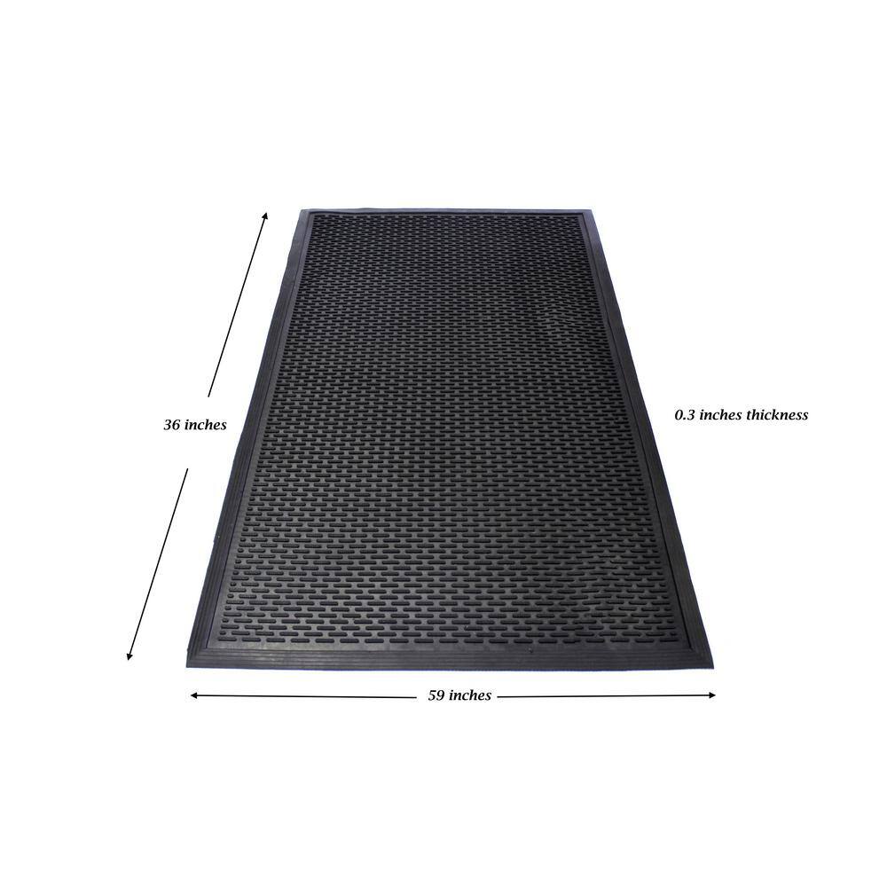 Envelor Black 3x5 Rubber Non-Slip Entrance Mat