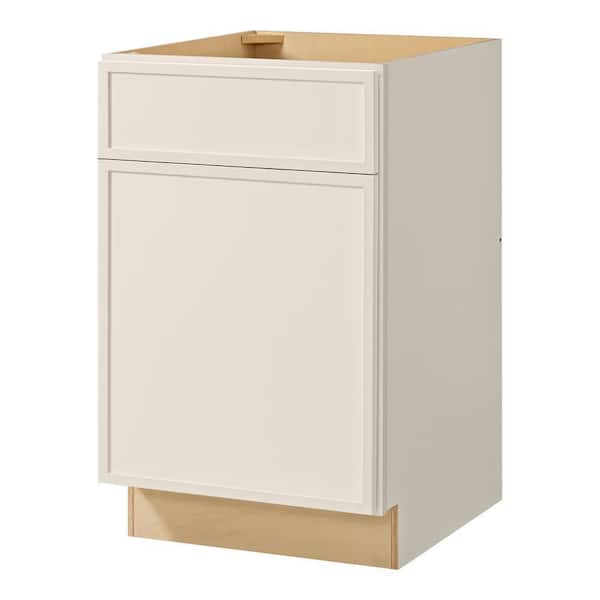 Leyton 21 in. W x 24 in. D x 34.5 in. H Ready to Assemble Plywood Slim Shaker Base Kitchen Cabinet in Antique White