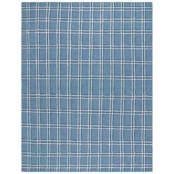 SAFAVIEH Genre 9 ft. x 12 ft. Blue/Ivory Refracted Geometric Tile Area Rug