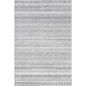 Kira Grey 9 ft. 6 in. x 13 ft. 6 in. Machine Washable Tribal Geometric Area Rug