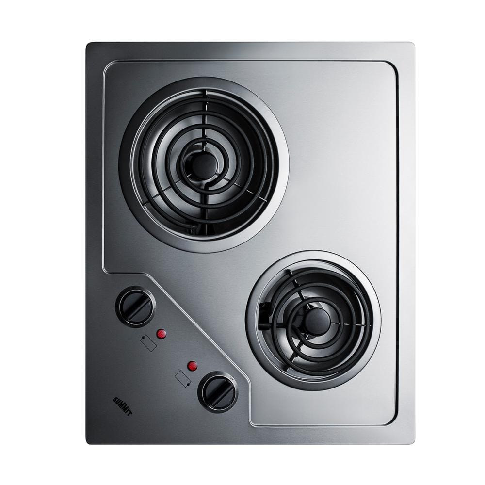 Summit Appliance 21 in. Coil Electric Cooktop in Stainless Steel with 2 Elements, Silver