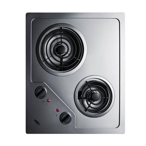 Summit Appliance 21 in. Coil Electric Cooktop in Stainless Steel with 2 Elements