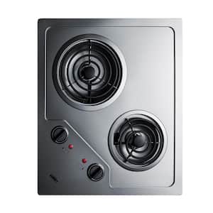 21 in. 115-Volt Coil Electric Cooktop in Stainless Steel with 2 Elements