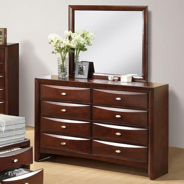 Lanten Dark Cherry 6-Drawer 58.5 in. Dresser with Mirror with Solid Wood