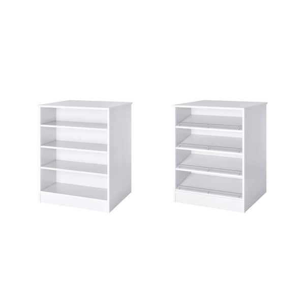 Vista 31.5 in. W White Closet Island Freestanding with Adjustable Shelves and Shoe-Shelves 8-Shelf Wood Closet System