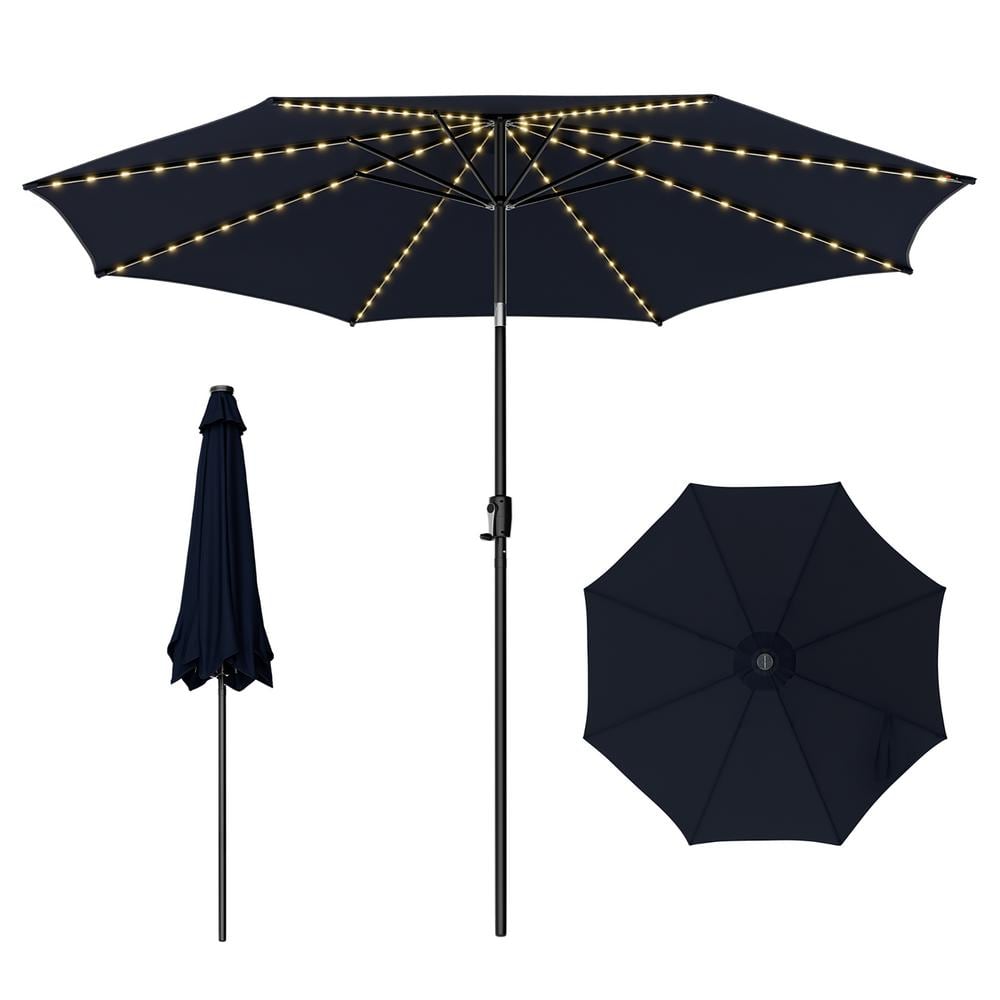 10 ft. Solar Patio Umbrella 112 LED Lighted Umbrella Outdoor Table Market Umbrella in Navy price history on PriceWatchPro