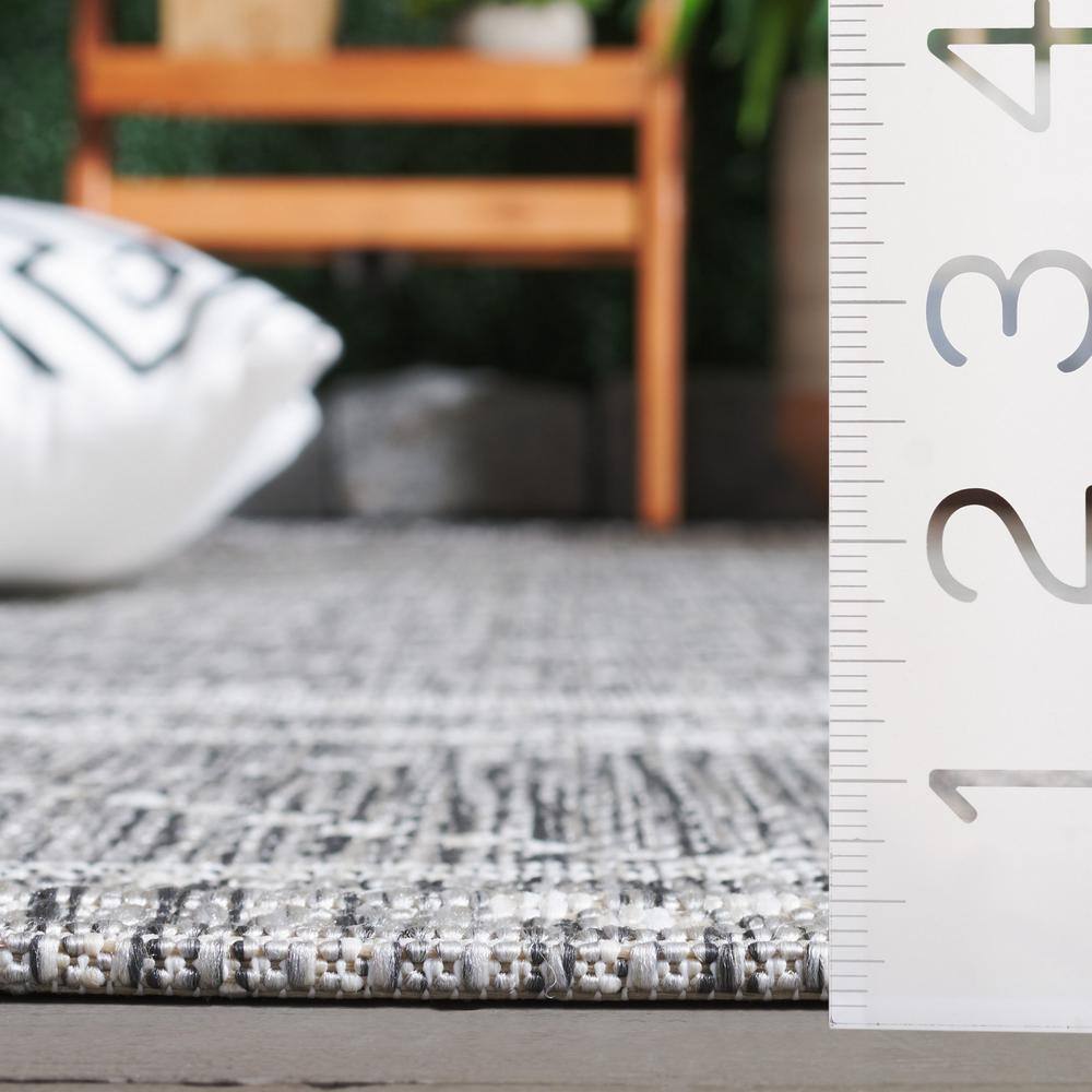 Light Gray and Dark Gray Geometric Indoor/Outdoor Area Rug