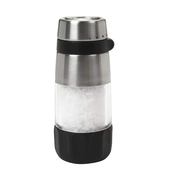 Salt Grinder Easy to Adjust Setting and Non-Corrosive Ceramic with 4.76 oz. Capacity in Stainless Steel Acrylic Body