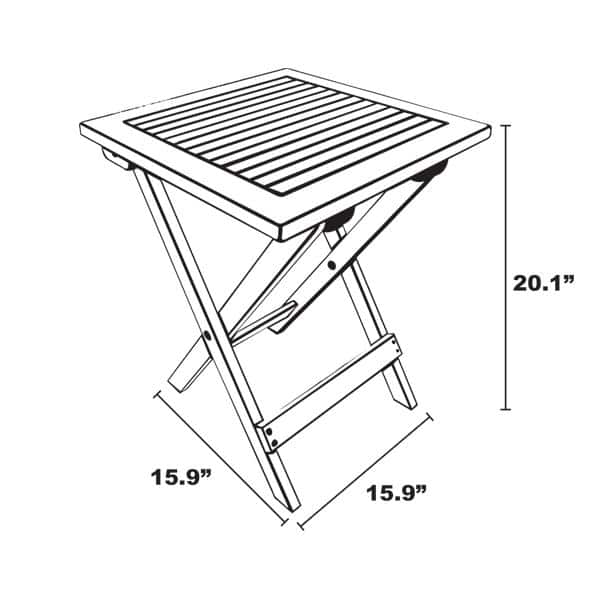 Red Acacia Wood Folding Square Outdoor End Table