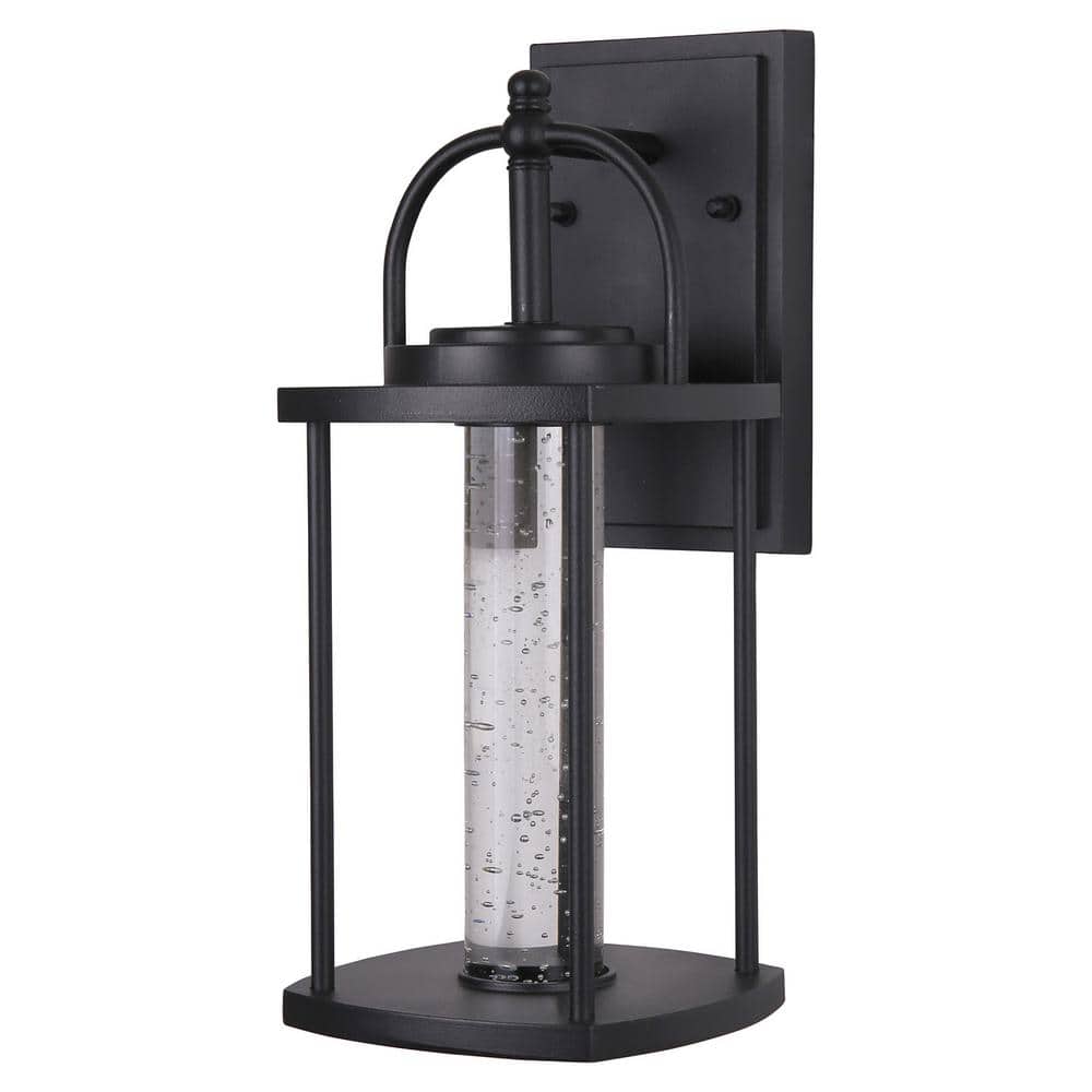 Black Aluminum LED Wall Sconce with Clear Glass Cylinder