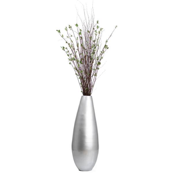 31.5 in. Spun Bamboo Tall Floor Vase - Sleek Metallic Finish 