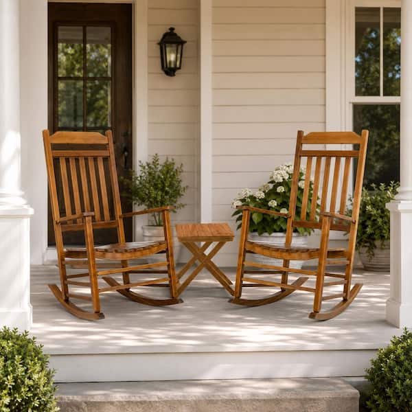 KOZYARD Porch Rocker Solid Black Wood Outdoor Rocking Chair Set of
