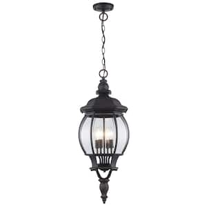 Parsons 4-Light Rust Hanging Outdoor Pendant Light Fixture with Clear Glass