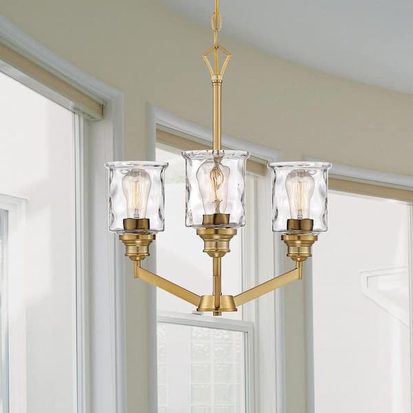 Designers Fountain Drake 3-Light Brushed Gold Classic Classic Chandelier for Dining Areas with No Bulbs Included