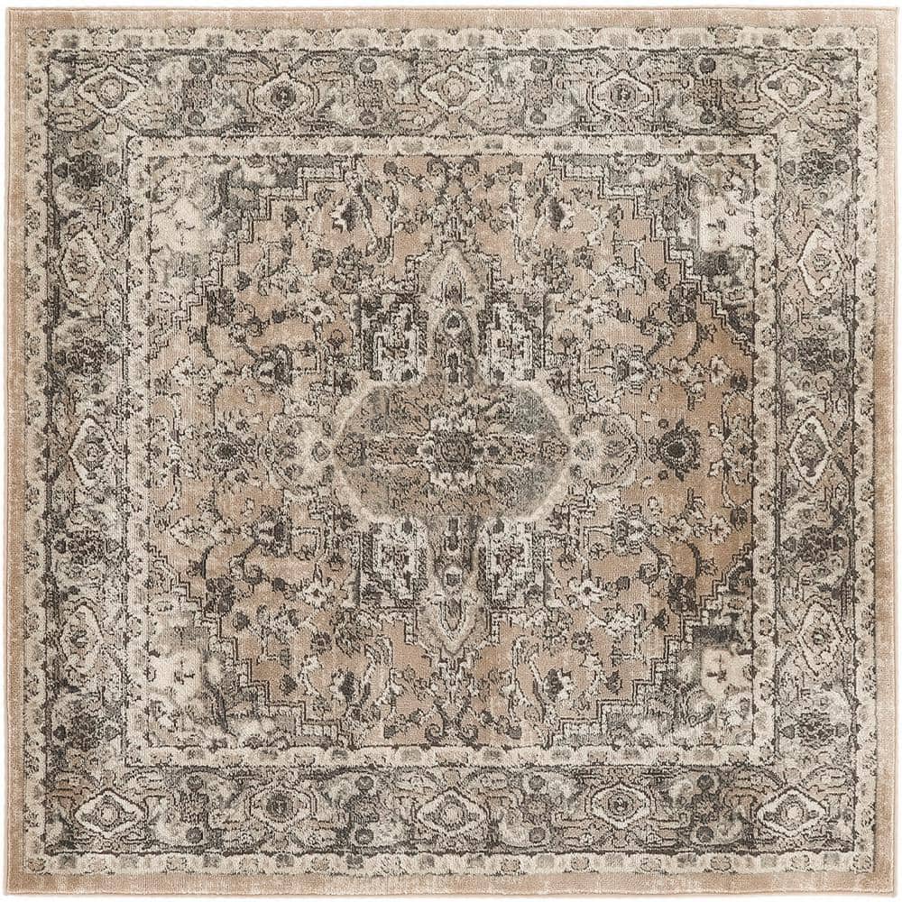 Concerto Beige Grey 4 ft. x 4 ft. Center medallion Traditional Square Area Rug price history on PriceWatchPro