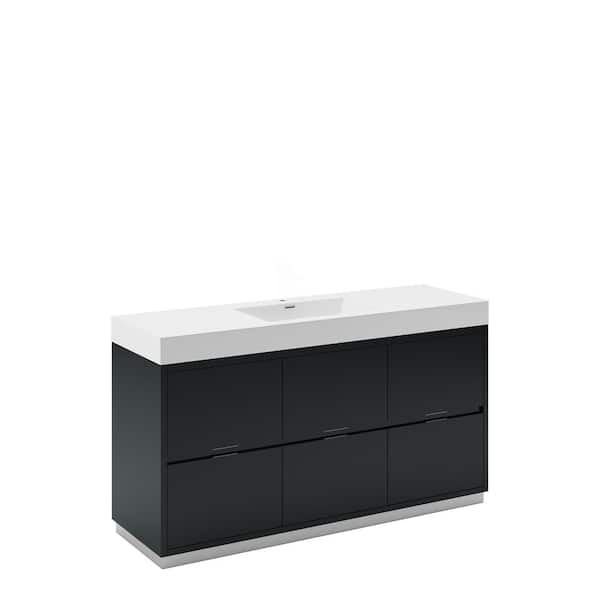 Fresca Valencia 60 in. W Bathroom Vanity in Dark Slate Gray with Double Acrylic Vanity Top in White