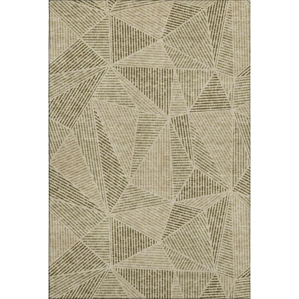 Addison Rugs Mayfield Premium Machine Washable Indoor/Outdoor Geometric AMF618 Khaki 3 ft. x 5 ft. Area Rug