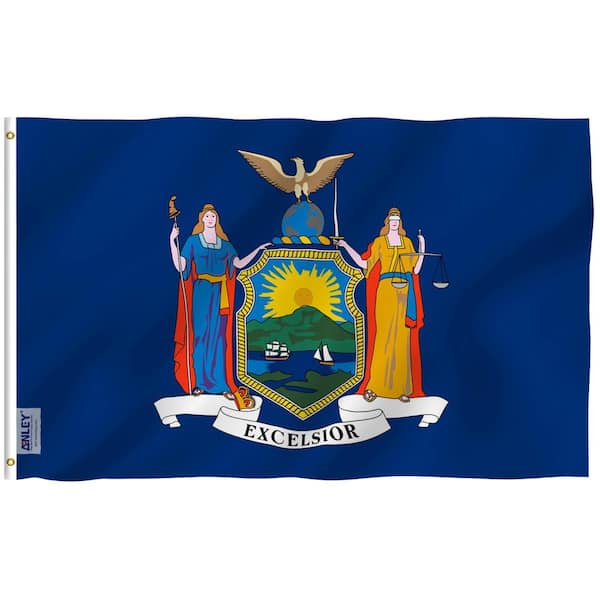 ANLEY Fly Breeze 3 ft. x 5 ft. Polyester New York State Flag 2-Sided Flags Banners with Brass Grommets and Canvas Header