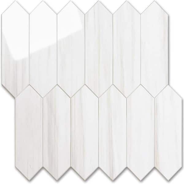 Dolomite White 12.8 in. x 12.8 in. Vinyl Peel and Stick Backsplash 10-Pack