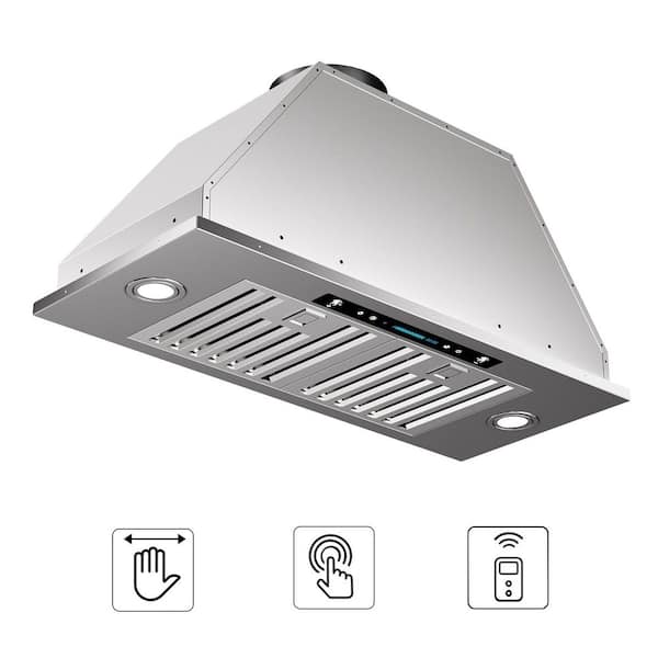 30 in. 900 CFM Convertible Insert Range Hood in Stainless Steel with LCD Gesture Control, 10-Year Warranty and LED