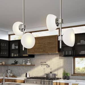 Zio 60-Watt 2-Light Polished Nickel Retro Modern Pendant Light with Etched Opal Glass Shade