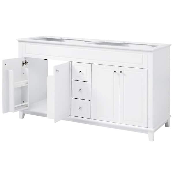 57.50 in. Bath Vanity Cabinet without Top in White with 3 Drawers & 4 Doors Unassembled