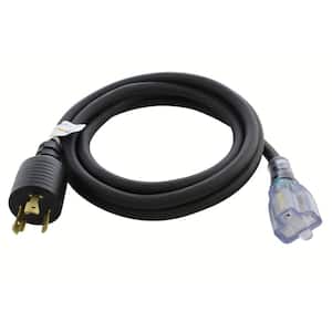 8 ft. 12/3 SJTW 20 Amp NEMA L5-20P Locking Plug to Lighted Household 15/20 Amp T-Blade Connector Extension Cord