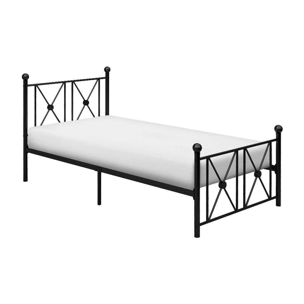 Mardelle Black Twin Metal Platform Bed with Headboard