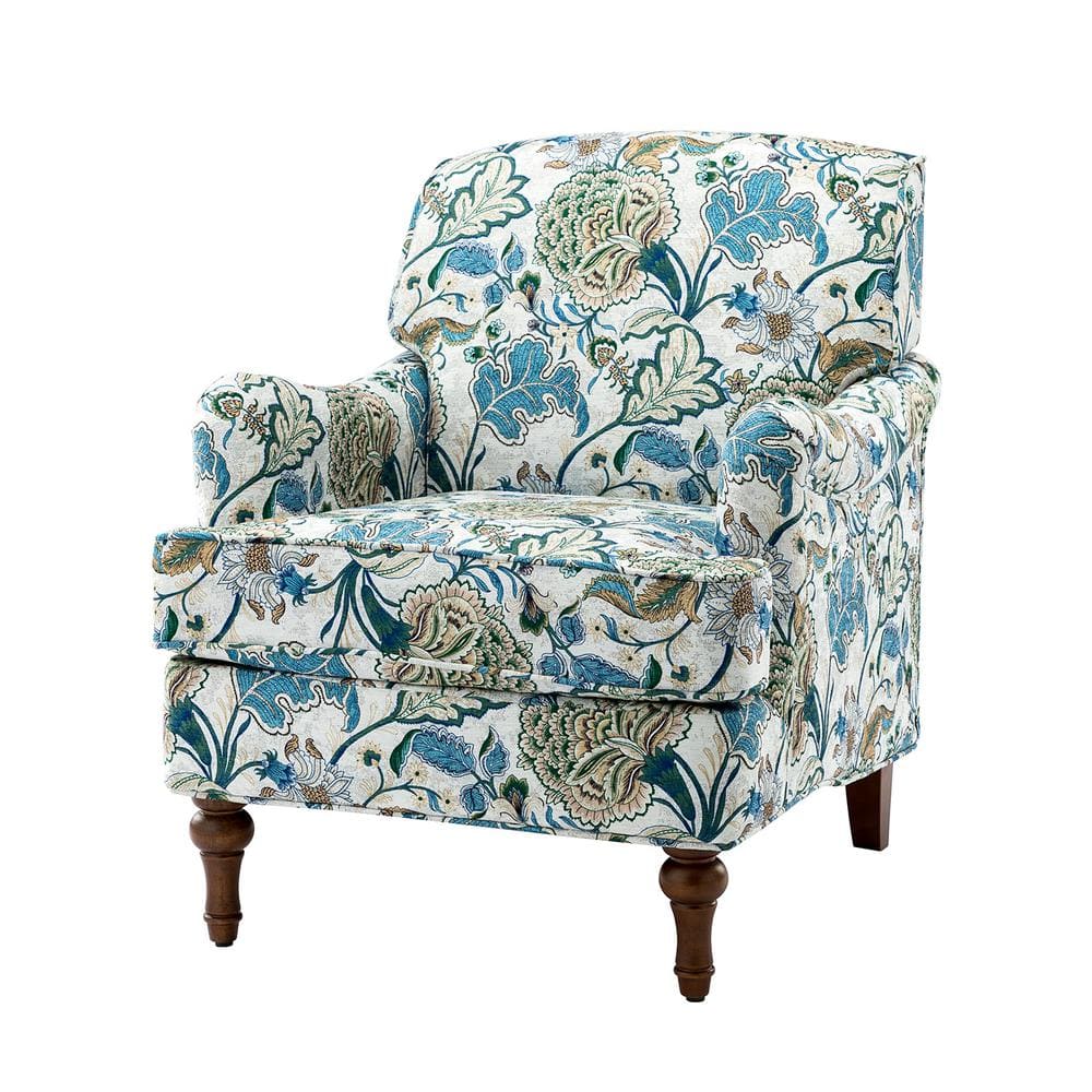 JAYDEN CREATION Acoetes Blue Armchair with Turned Legs CHWH0441-BLUE ...