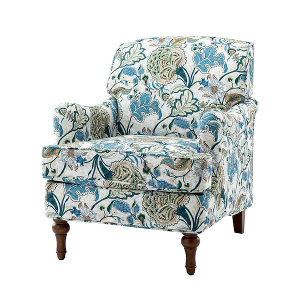 JAYDEN CREATION Acoetes Blue Armchair with Turned Legs