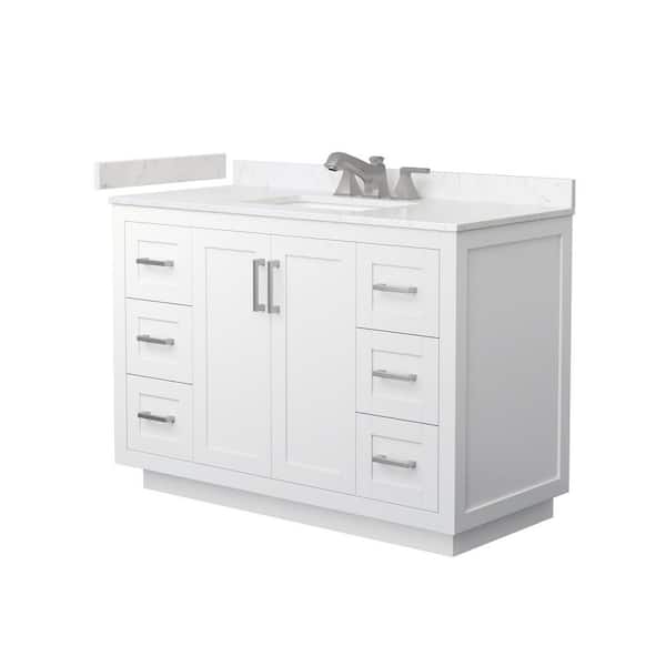 Miranda 48 in. Single Freestanding White Bath Vanity with Carrara Cultured Marble Top Assembled