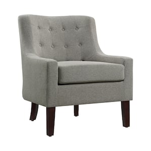 Gray and Brown Polyester Arm Chair with Attached Back and Loose Cushioned Seat