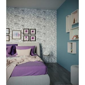 3D Falkirk Retro V 39 in. x 19 in. White Charcoal Faux Stone PVC Decorative Wall Paneling
