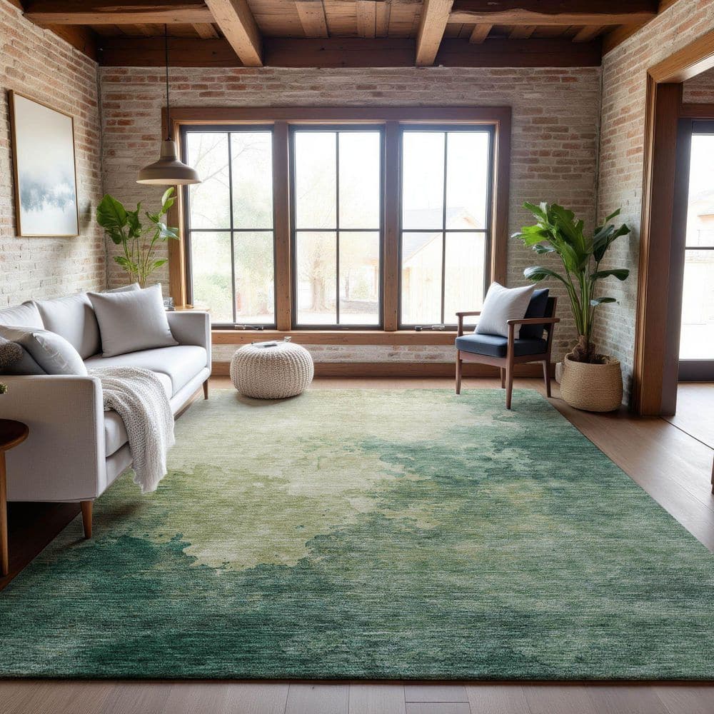 Mayfield Premium Machine Washable Abstract AMF1138 Green 9 ft. x 12 ft. Area Rug price history on PriceWatchPro