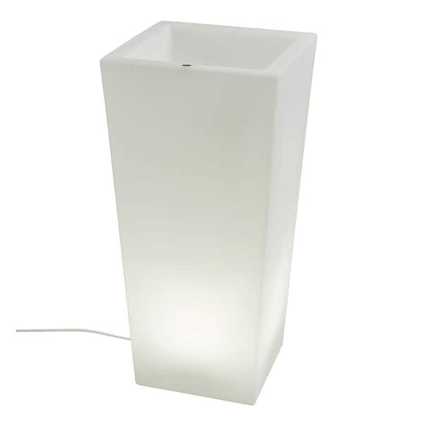 Filament Design Twist Production 32 in. White Outdoor Lighted Planter