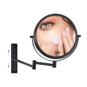 8 in. W x 8 in. H Round Moving Up and Down Magnifying adjustable Freestanding Bathroom Makeup Mirror in Black