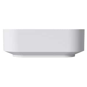 67 in. x 29.5 in. Solid Surface Stone Resin Freestanding Soaking Bathtub Center Drain in Matte White