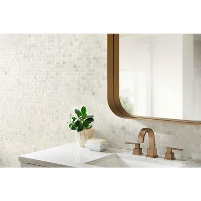 Greecian White Mini 1 in. Hexagon 11.61 in. x 11.81 in. x 10 mm Polished Marble Mosaic Tile (0.95 sq. ft.)