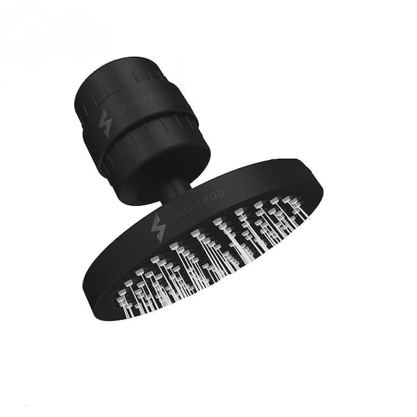 Lukvuzo 6 in. Round 23-Stage Shower Filter Head with Water Filter Cartridge Reduces Chlorine High Pressure in Matte Black