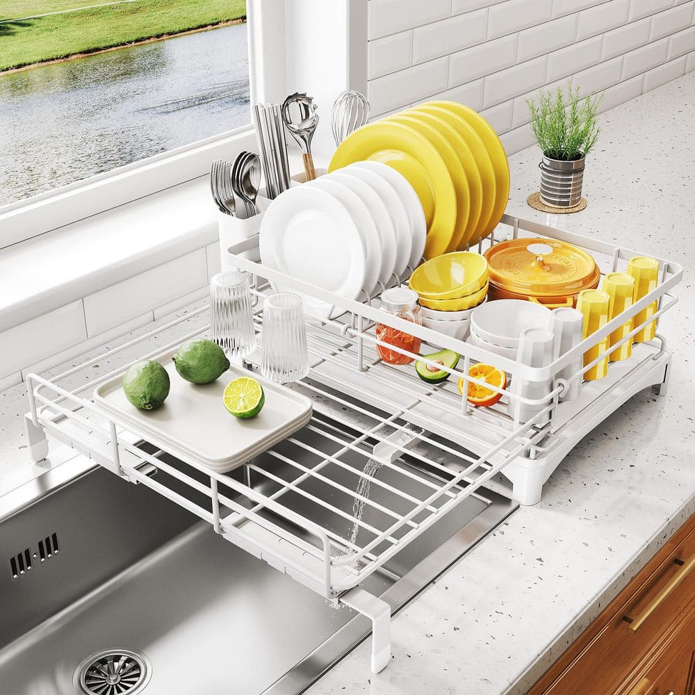 Numhew to White Extendable Dish Rack, Dish