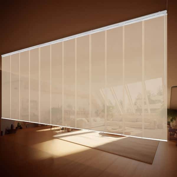 EMOH Sienna Mesh 140 in. to 260 in. W x 94 in. L Adjustable 12-Panel Black Double Rail Panel Track with 23.5 in. Slates