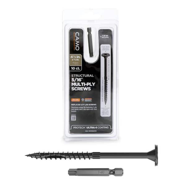 CAMO 5/16 in. x 4-1/2 in. Star Drive Flat Head Multi-Purpose + Multi-Ply Structural Wood Screw - Exterior Coated (10-Pack)