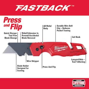 FASTBACK Folding Utility Knife with 11-in-1 Multi-Tip Screwdriver