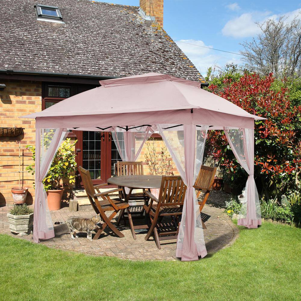 Pink Steel 11' x 11' Patio Gazebo with Mosquito Netting