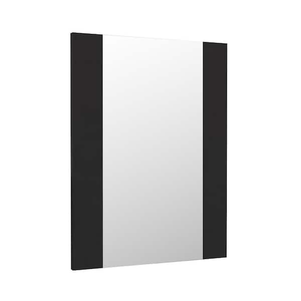WELLFOR 17.71 in. W x 23.62 in. H Rectangular Frameless Wall Bathroom Vanity Mirror in Black