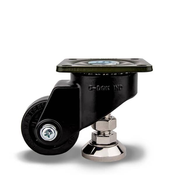 Foot Master GDL 2-1/2 in. Nylon Swivel Flat Black Plate Mounted Leveling Caster with 1100 lb. Load Rating